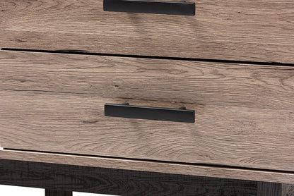 Baxton Studio Arend Modern and Contemporary Two-Tone Oak and Ebony Wood 4-Drawer TV Stand
