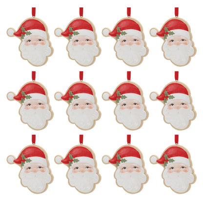 Frosted Santa Cookie Ornament (Set of 12)