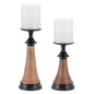 Tapered Wood and Metal Candle Holder (Set of 2)