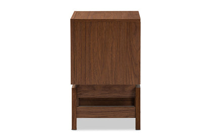 Baxton Studio Svante Mid-Century Modern Walnut Brown and Dark Gray Finished Wood 1-Drawer Nightstand