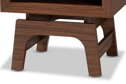 Baxton Studio Svante Mid-Century Modern Walnut Brown and Dark Gray Finished Wood 1-Drawer Nightstand