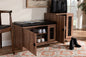 Baxton Studio Valina Modern and Contemporary Dark Brown Faux Leather Upholstered 2-Door Wood Shoe Storage Bench with Cabinet