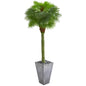 6.5'Fan Palm Artificial Tree in Cement Planter UV Resistant (Indoor/Outdoor)