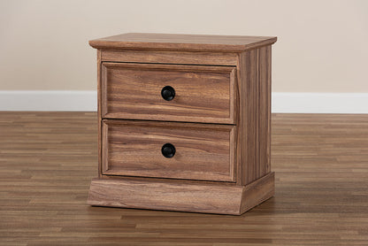 Baxton Studio Ryker Modern and Contemporary Oak Finished 2-Drawer Wood Nightstand