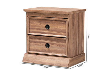 Baxton Studio Ryker Modern and Contemporary Oak Finished 2-Drawer Wood Nightstand