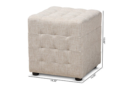 Baxton Studio Elladio Modern and Contemporary Beige Fabric Upholstered Tufted Cube Ottoman Set of 2