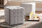 Baxton Studio Elladio Modern and Contemporary Greyish Beige Fabric Upholstered Tufted Cube Ottoman Set of 2