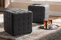 Baxton Studio Elladio Modern and Contemporary Dark Grey Fabric Upholstered Tufted Cube Ottoman Set of 2