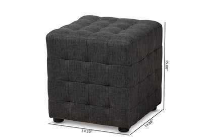 Baxton Studio Elladio Modern and Contemporary Dark Grey Fabric Upholstered Tufted Cube Ottoman Set of 2