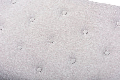 Baxton Studio Linus Mid-Century Modern Greyish Beige Fabric Upholstered and Button Tufted Wood Bench
