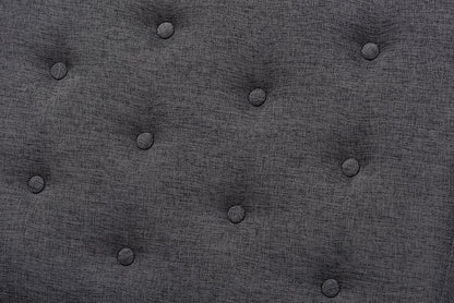 Baxton Studio Linus Mid-Century Modern Dark Grey Fabric Upholstered and Button Tufted Wood Bench