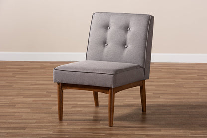 Baxton Studio Arvid Mid-Century Modern Gray Fabric Upholstered Wood Dining Chair