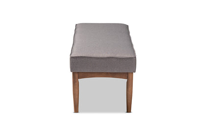 Baxton Studio Arvid Mid-Century Modern Gray Fabric Upholstered Wood Dining Bench