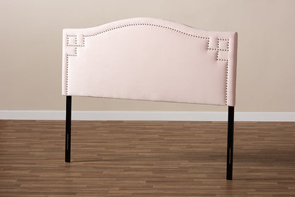 Baxton Studio Aubrey Modern and Contemporary Light Pink Velvet Fabric Upholstered Full Size Headboard