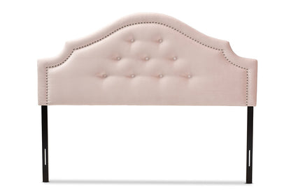 Baxton Studio Cora Modern and Contemporary Light Pink Velvet Fabric Upholstered Full Size Headboard