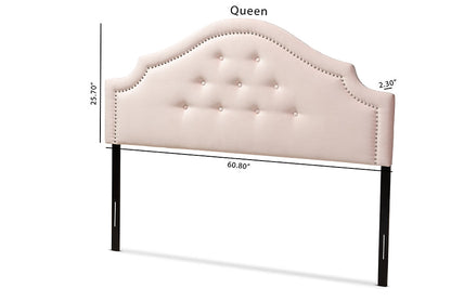 Baxton Studio Cora Modern and Contemporary Light Pink Velvet Fabric Upholstered Full Size Headboard