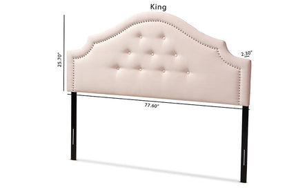 Baxton Studio Cora Modern and Contemporary Light Pink Velvet Fabric Upholstered Full Size Headboard