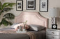 Baxton Studio Avignon Modern and Contemporary Light Pink Velvet Fabric Upholstered Queen Size Headboard