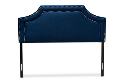 Baxton Studio Avignon Modern and Contemporary Navy Blue Velvet Fabric Upholstered Full Size Headboard
