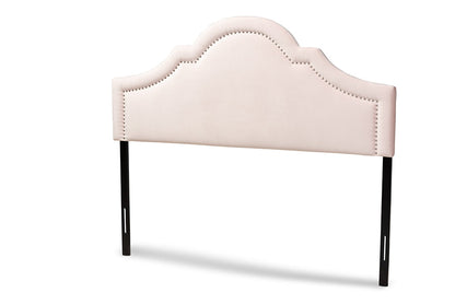 Baxton Studio Rita Modern and Contemporary Light Pink Velvet Fabric Upholstered Full Size Headboard