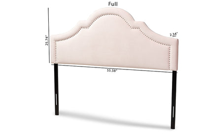 Baxton Studio Rita Modern and Contemporary Light Pink Velvet Fabric Upholstered Queen Size Headboard