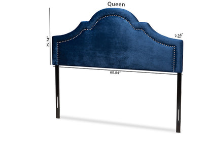 Baxton Studio Rita Modern and Contemporary Navy Blue Velvet Fabric Upholstered Full Size Headboard