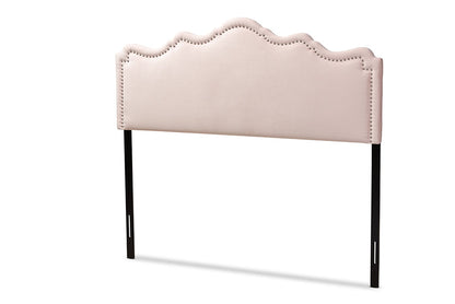 Baxton Studio Nadeen Modern and Contemporary Light Pink Velvet Fabric Upholstered Full Size Headboard