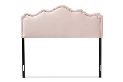 Baxton Studio Nadeen Modern and Contemporary Light Pink Velvet Fabric Upholstered Full Size Headboard