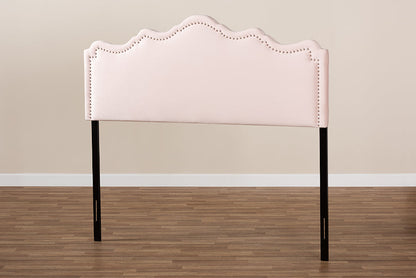 Baxton Studio Nadeen Modern and Contemporary Light Pink Velvet Fabric Upholstered Queen Size Headboard