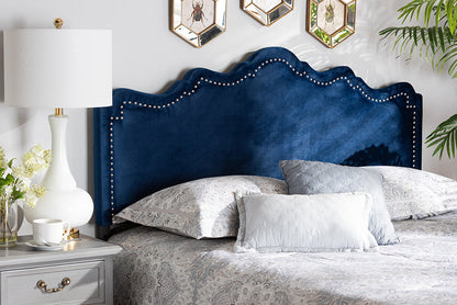 Baxton Studio Nadeen Modern and Contemporary Royal Blue Velvet Fabric Upholstered Full Size Headboard