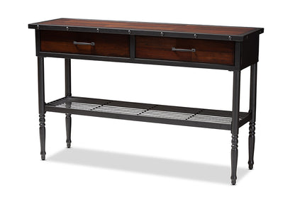 Baxton Studio Jana Vintage Industrial Walnut-Finished Wood 2-Drawer Dining Room Server