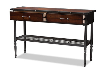 Baxton Studio Jana Vintage Industrial Walnut-Finished Wood 2-Drawer Dining Room Server