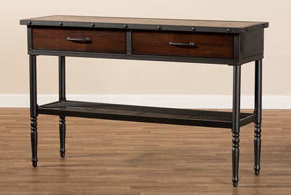 Baxton Studio Jana Vintage Industrial Walnut-Finished Wood 2-Drawer Dining Room Server