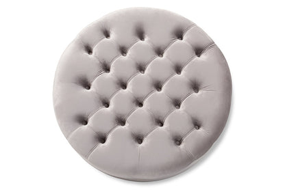 Baxton Studio Palfrey Transitional Grey Velvet Fabric Upholstered Button Tufted Cocktail Ottoman