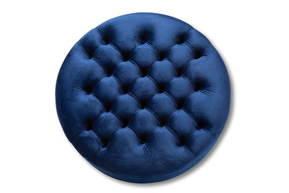Baxton Studio Palfrey Transitional Blue Velvet Fabric Upholstered Button Tufted Cocktail Ottoman