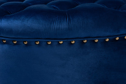 Baxton Studio Iglehart Modern and Contemporary Royal Blue Velvet Fabric Upholstered Tufted Cocktail Ottoman