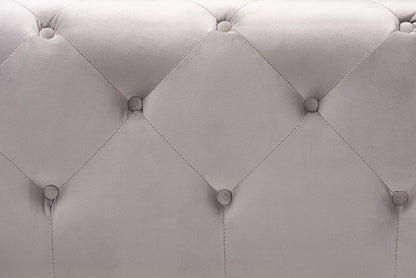 Baxton Studio Calvetti Modern and Contemporary Slate Gray Velvet Fabric Upholstered Button-Tufted Cocktail Ottoman