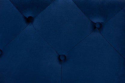 Baxton Studio Calvetti Modern and Contemporary Royal Blue Velvet Fabric Upholstered Button-Tufted Cocktail Ottoman