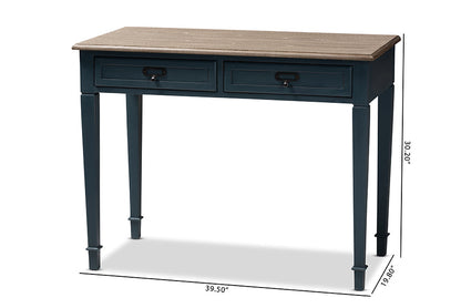 Baxton Studio Dauphine French Provincial Spruce Blue Accent Writing Desk
