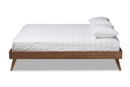 Baxton Studio Lissette Mid-Century Modern Walnut Brown Finished Wood King Size Platform Bed Frame