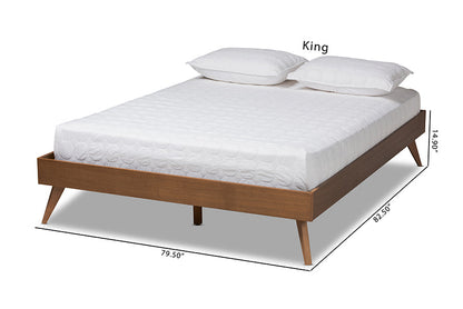 Baxton Studio Lissette Mid-Century Modern Walnut Brown Finished Wood King Size Platform Bed Frame