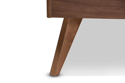 Baxton Studio Calisto Mid-Century Modern Walnut Brown Finished Wood King Size Platform Bed