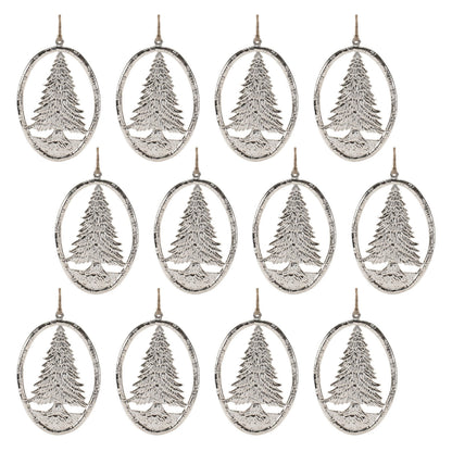 Etched Metal Pine Tree Ornament (Set of 12)