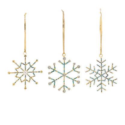 Jeweled Metal Snowflake Ornament (Set of 12)