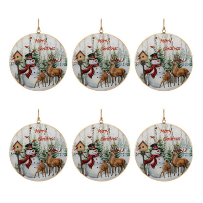 Merry Christmas Woodland Disc Ornament (Set of 6)