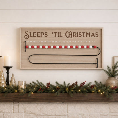 Wood Beaded Christmas Countdown 20"L