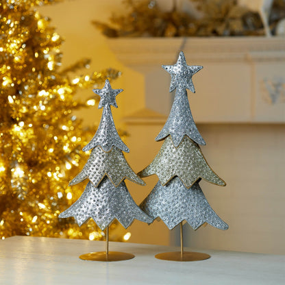 Jeweled Metal Christmas Tree (Set of 2)