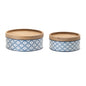 Metal Patterned Canister with Natural Wood Lid (Set of 2)