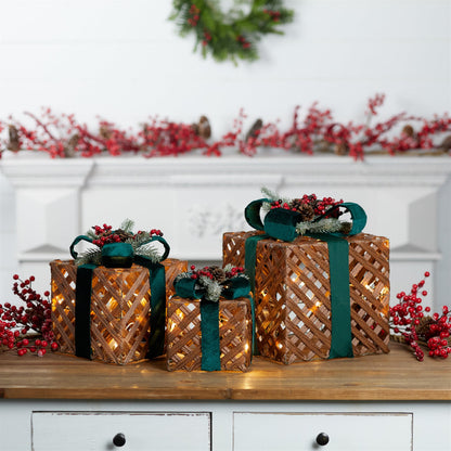 LED Woven Packages with Bow Arrangement (Set of 3)