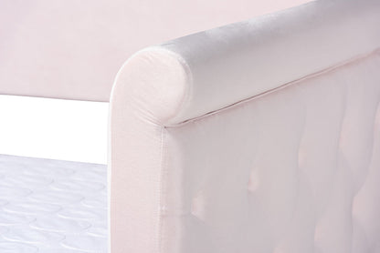 Baxton Studio Amaya Modern and Contemporary Light Pink Velvet Fabric Upholstered Twin Size Daybed with Trundle